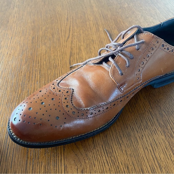 Stacy Adams Garrison Wing-Tip Oxfords Cognac Brown Tan - Picture 15 of 15